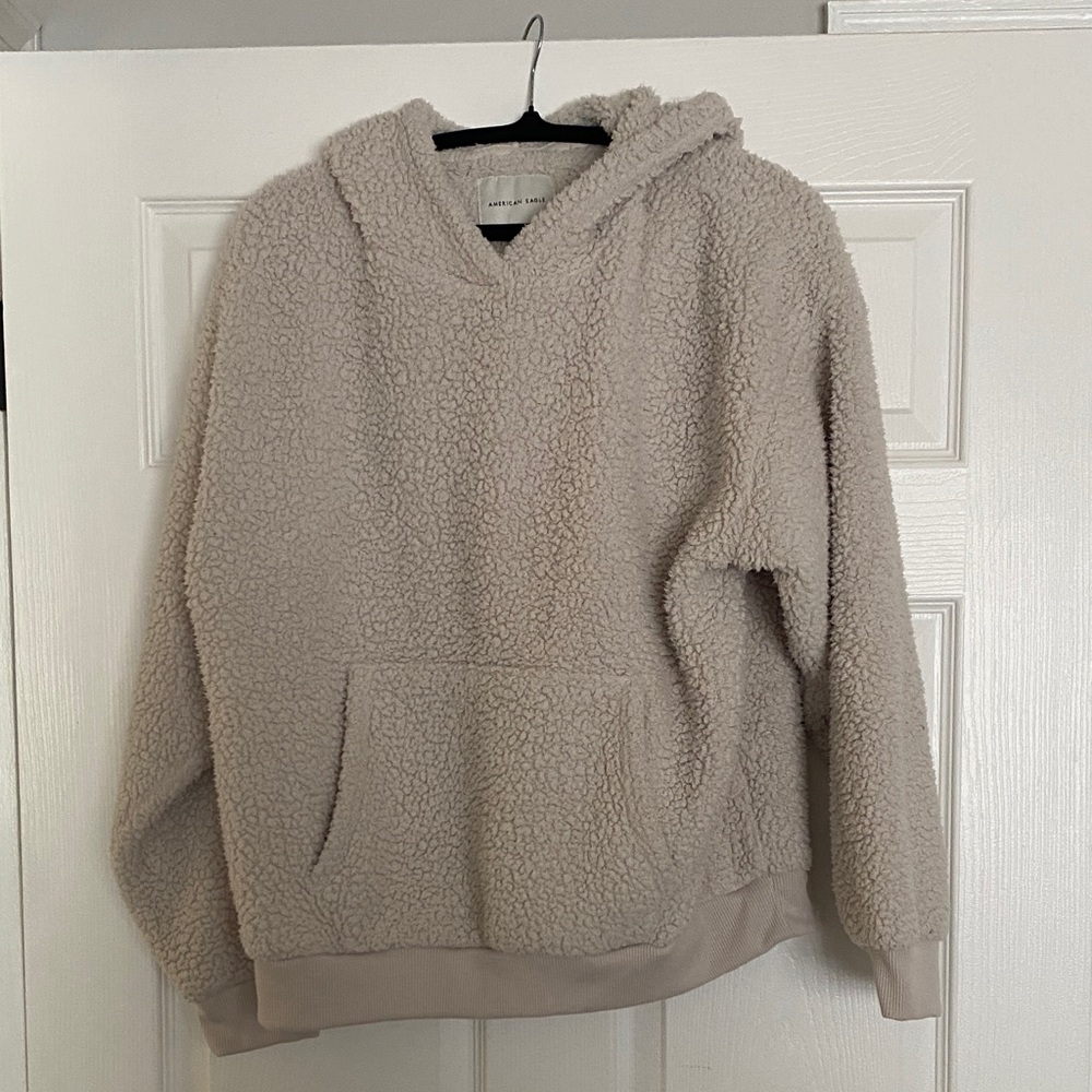 American Eagle Outfitters Cream Sherpa Hoodie